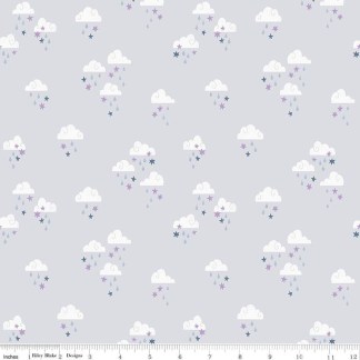 Twinkle Little Star Dream Skies Gray Cotton Fabric