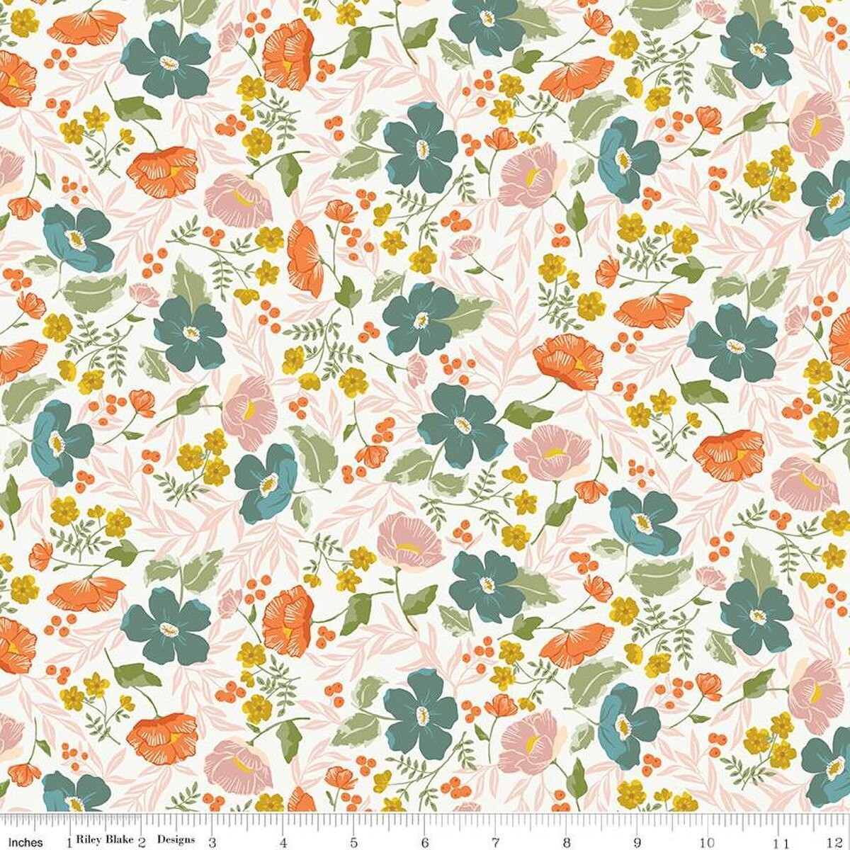 Winged Medley Boho Blooms Cloud Cotton Fabric