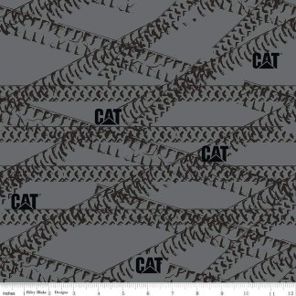 Caterpillar® 100 Years Tracks Gray Cotton Fabric