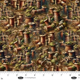 Forget Me Not Thread and Moss Cotton Fabric