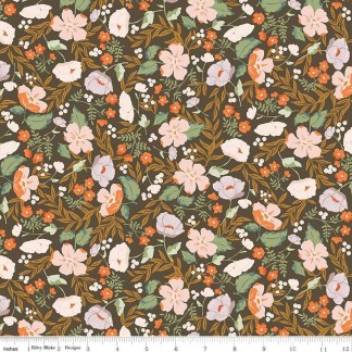 Winged Medley Boho Blooms Brown Cotton Fabric