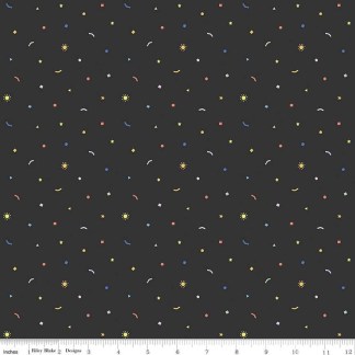 New Box of Crayons Confetti Black Cotton Fabric