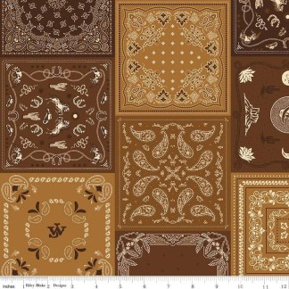 John Wayne American West Bandana Brown Cotton Fabric