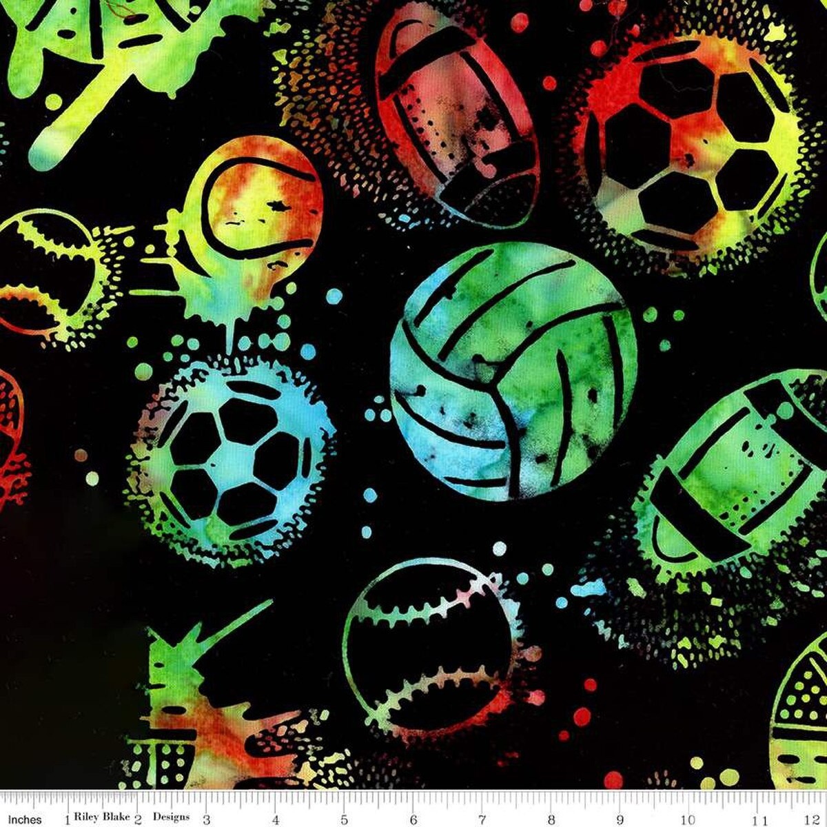 Expressions Batiks Let's Play Ball! Tie Dye Cotton Fabric