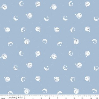 Twinkle Little Star Goodnight Moon Blue Cotton Fabric
