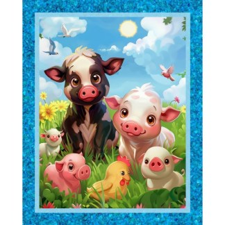 Happy Farm Panel Cotton Fabric