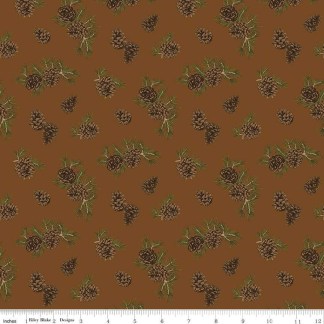 Pine Grove Pinecones Brown Cotton Fabric