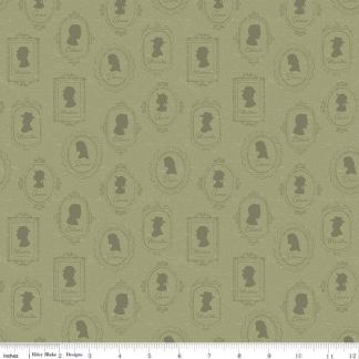 Anne of Green Gables Silhouettes Green Cotton Fabric