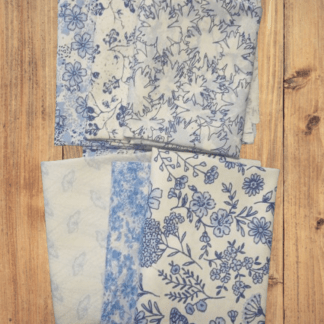 6 Fat Quarters - Assorted Butterfly Blues White Themed Fat Quarter Bundle