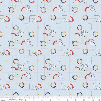 Pop 'n Play Phones Sky Cotton Fabric