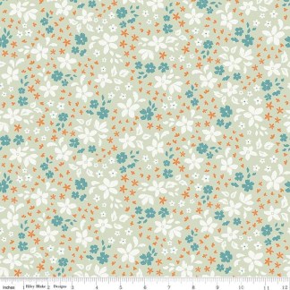 Winged Medley Petals Sage Cotton Fabric
