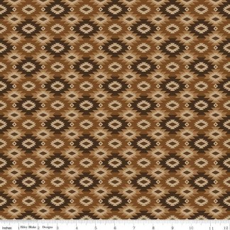 Pine Grove Geometric Brown Cotton Fabric