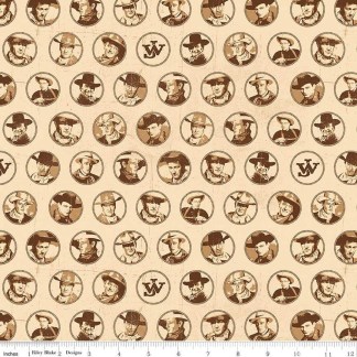 John Wayne American West Circles Cream Cotton Fabric