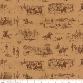 John Wayne American West Main Tan Cotton Fabric