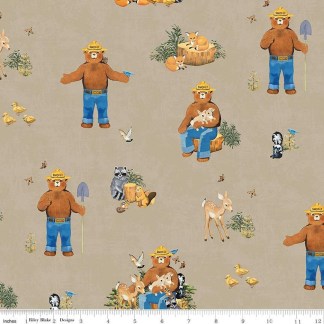 Friends of Smokey Bear Main Sand Cotton Fabric