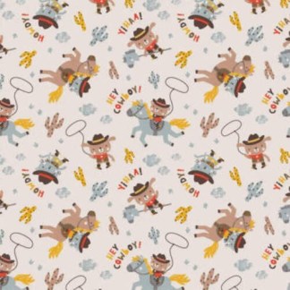 Wild West Cowboy Dog PRE-CUT PIECES Bear Flannel Fabric