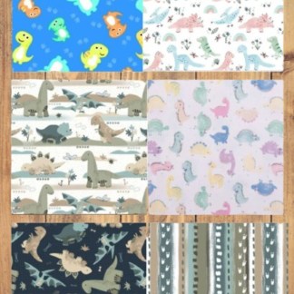 Assorted Dinosaur Flannel Flat Fold Assortment 6, 12, 18, or 24 Yard Bundle