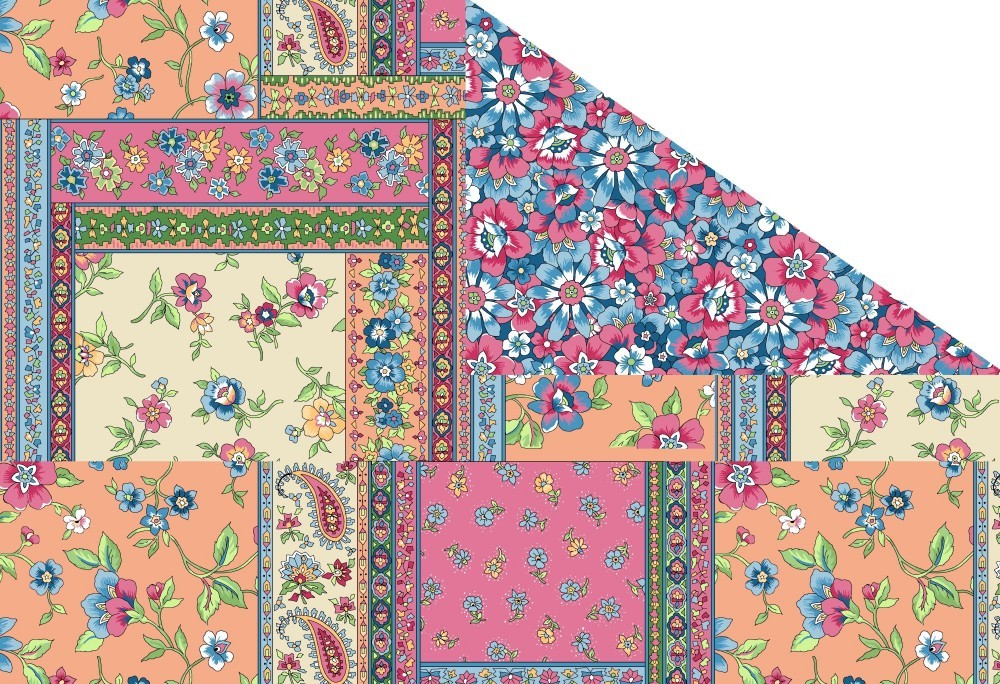 Double-Sided Quilt Fabric – Boho Floral Patchwork