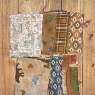7 Half Yards -Assorted Pine Grove Wildlife Brown Cotton Half Yard Bundle
