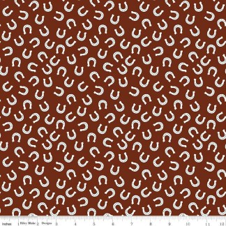 Lil Buckaroos Horseshoes Brown Flannel Fabric