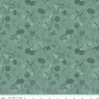 Thomas & Friends™ 80th Anniversary Tonal Toss Green Cotton Fabric
