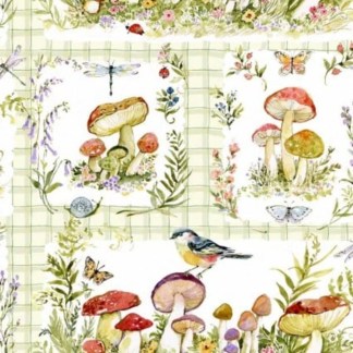 Intriguing Mushrooms Mushroom Patched Cotton Fabric