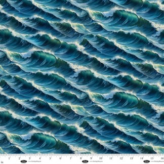 Wilderness Song Waves Blue Cotton Fabric