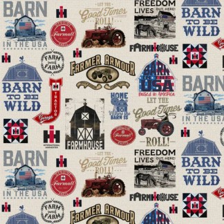 Farmall Farm Signs Cotton Fabric