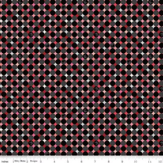 Barbie Vintage Sparkle Dots Black Cotton Fabric