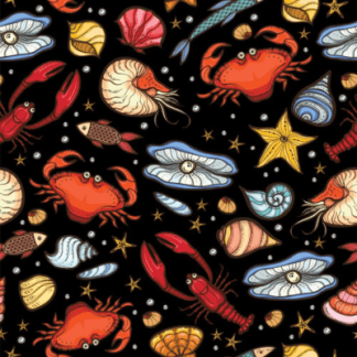 Sea Creatures Allover Cotton Fabric