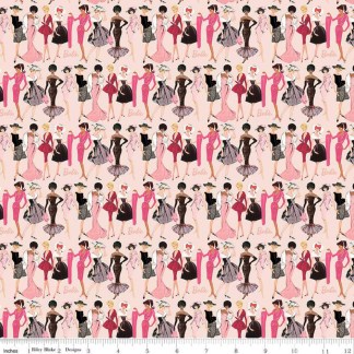 Barbie Vintage Fashion Blush Cotton Fabric