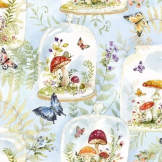 Intriguing Mushrooms Mushroom Jars Cotton Fabric