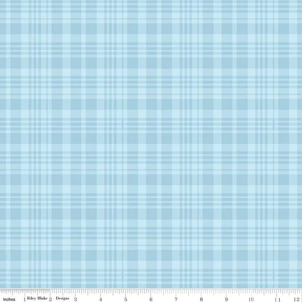 Winnie the Pooh Plaid Blue Cotton Fabric