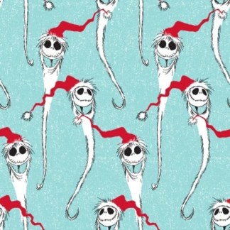 Nightmare Before Christmas Jack Skellington Santa Scarf Aqua Cotton Fabric