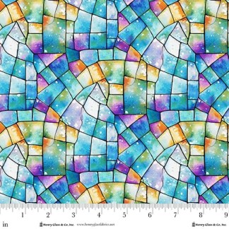 Faith in Full Color Stained Glass Cotton Fabric