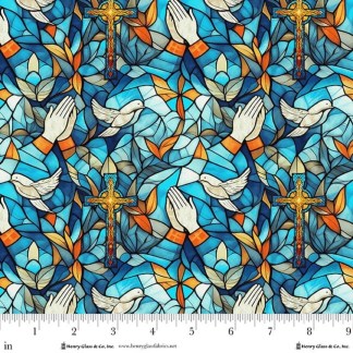 Faith in Full Color Praying Hands Cotton Fabric