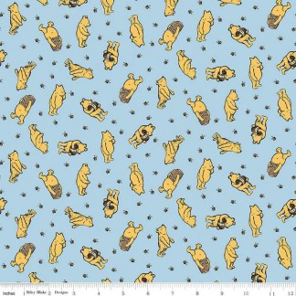 Winnie the Pooh Toss Blue Cotton Fabric