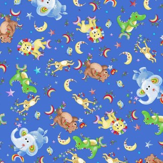 Fun Flannel Rainbow Animals Fabric