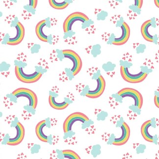Rainbows & Hearts Flannel Fabric