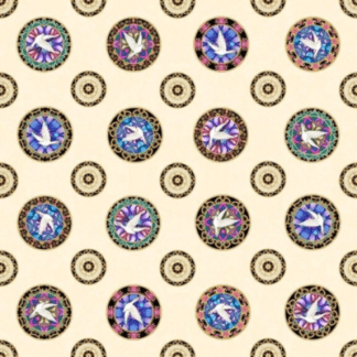 Faith Medallions Toss Cream Cotton Fabric