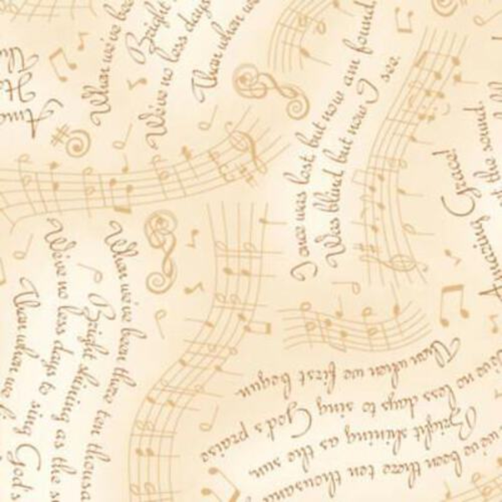 Amazing Grace Lyrics & Music Cream Cotton Fabric