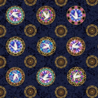Faith Medallions Toss Navy Cotton Fabric