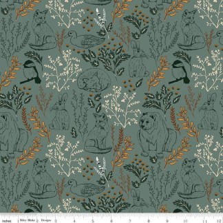 Let's Wander Main Teal Cotton Fabric