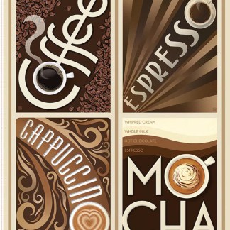 Coffee Time Coffee Cotton Panel Fabric