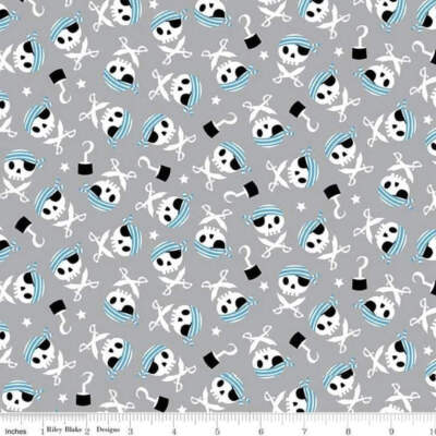 Pirates Life Gray Flannel Fabric