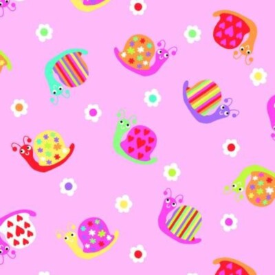Snails Pink Comfy Prints Flannel Fabric