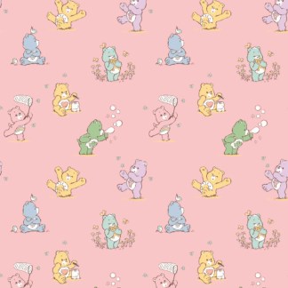 Playful Care Bears Pink Flannel Fabric