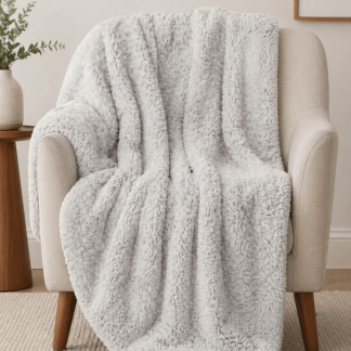 Gray 50" x 60" Teddy Sherpa Throw Blanket