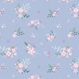 Soft Floral Perwinkle Flannel Fabric