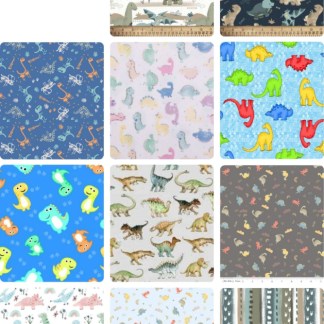 Assorted Dinosaur Flannel Flat Fold Assortment 6, 12, 18, or 24 Yard Bundle
